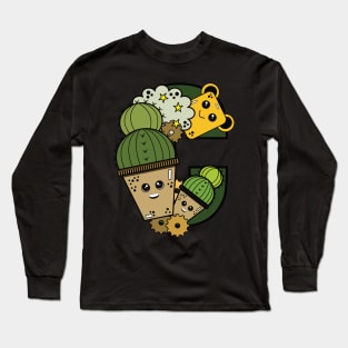 Cute kawai Cactus doodler Long Sleeve T-Shirt